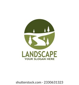 Ilustración de vectores con logotipo de paisajes naturales simples 