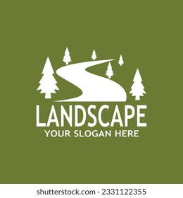 Ilustración de vectores con logotipo de paisajes naturales simples 