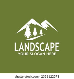 Ilustración de vectores con logotipo de paisajes naturales simples 