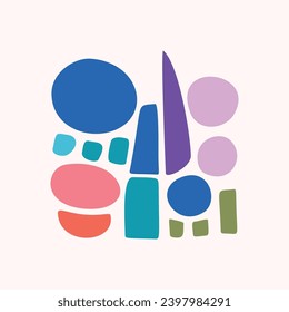 Simple nature leaf illustration in bold style for kids flower graphic design. Whimsical colorful vector drawing in happy folklore style. 