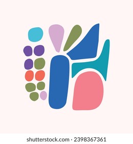 Simple nature leaf illustration in bold style for kids flower graphic design. Whimsical colorful vector drawing in happy folklore style. 