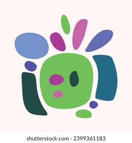 Simple nature leaf illustration in bold style for kids flower graphic design. Whimsical colorful vector drawing in happy folklore style. 