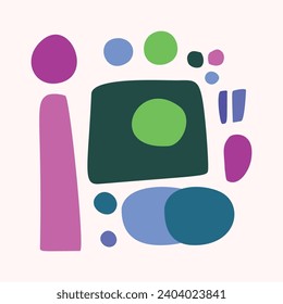 Simple nature leaf illustration in bold style for kids flower graphic design. Whimsical colorful vector drawing in happy folklore style. 
