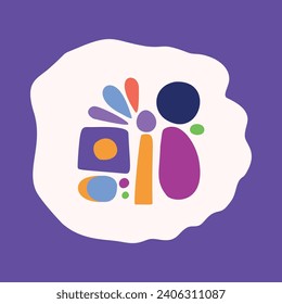Simple nature leaf illustration in bold style for kids flower graphic design. Whimsical colorful vector drawing in happy folklore style. 