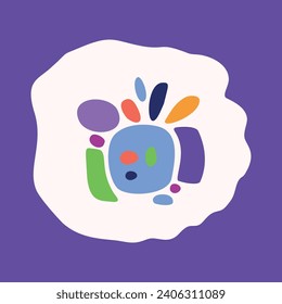 Simple nature leaf illustration in bold style for kids flower graphic design. Whimsical colorful vector drawing in happy folklore style. 