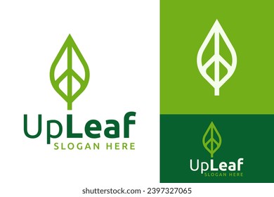 Simple Nature Leaf Leaves Arrow heading Up Growth Investment Logo Design Branding Template