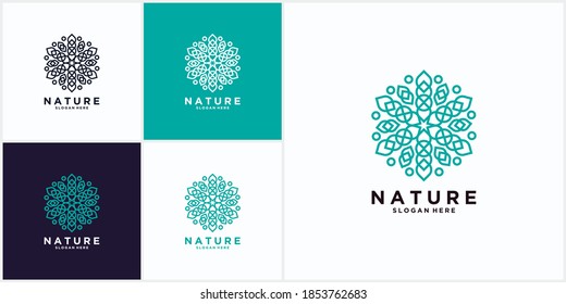 Diseño de logotipo de ornamento de hoja natural simple