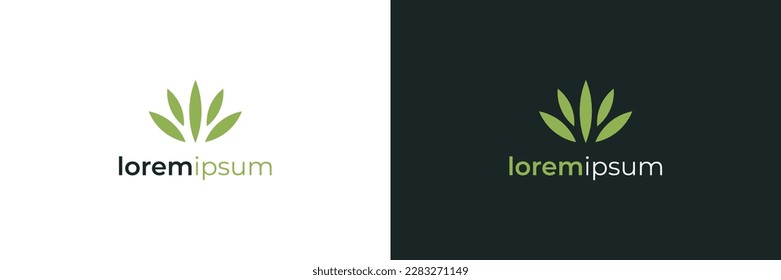 Logo Natural Simple. Hojas geométricas verdes aisladas en segundo plano. Usable para logotipos de empresa, sanidad, agricultura y ecología natural. Elemento de plantilla de diseño de logotipo de vectores planos.