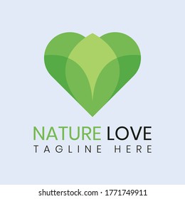 Simple nature love vector logo design template
