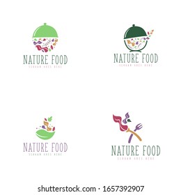 Simple nature and organic food logo concept vector