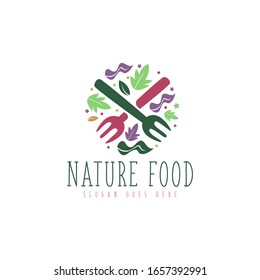 Simple nature and organic food logo concept vector