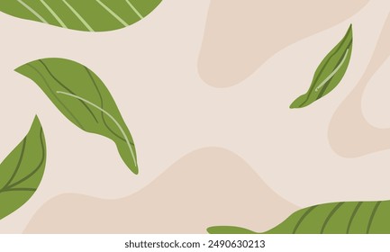 Simple nature with  pastel background. Wallpaper design for social media posts. Paper background in minimal trendy flat style with copy space for text.
