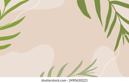 Simple nature with  pastel background. Wallpaper design for social media posts. Paper background in minimal trendy flat style with copy space for text.