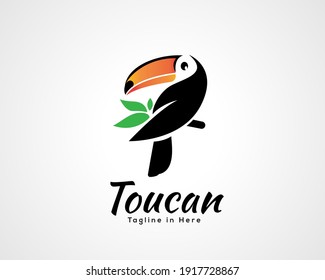 Simple nature toucan bird art style logo symbol icon design inspiration illustration