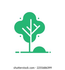 Simple nature tree with grass logo design vector