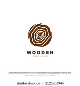 Simple nature wooden texture logo design vector