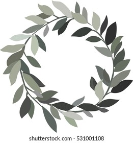 Simple Nature wreath with olive leaves. Stylish vector illustration. Christmas background. Wedding invitation element