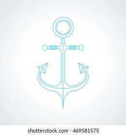 Simple nautical anchor isolated on white background. Modern thin line armature icon illustration.