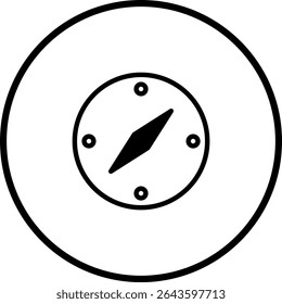 Simple Navigation Compass Icon Design in Black and White Minimalist Style