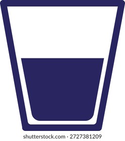 Simple navy blue cup with liquid inside everyday object icon