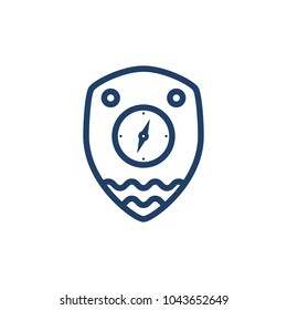 Simple navy marine compass shield outline badge