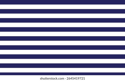 Simple navy and white horizontal stripe pattern with clean, minimal lines. Ideal for backgrounds, textiles, and digital designs requiring a classic, nautical, or abstract aesthetic.