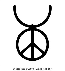 Simple necklace design featuring a classic peace symbol pendant suspended from a delicate chain. Suitable for jewelry, harmony, unity, friendship, peaceful living, fashion accessories, and symbolic designs.