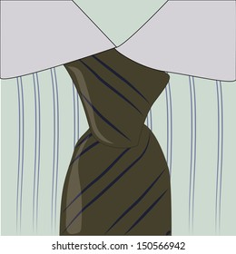 a simple necktie with blue stipes in a white shirt