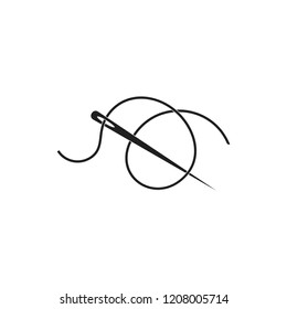 simple needle and thread yarn symbol logo vector