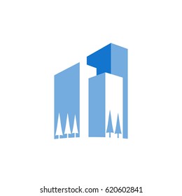 Simple negative space building logo concept