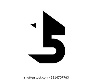 simple negative space geometric logo template of initial letter number 1 5 S I	
