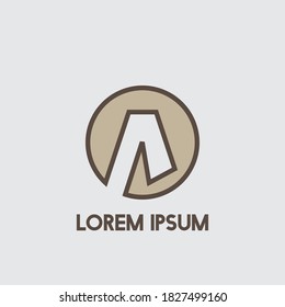 Simple A Negative Space Initial Logo Concept Circle Icon Template