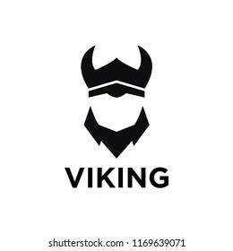 Simple negative space viking logo design template vector