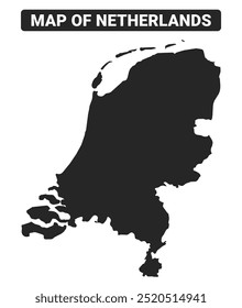 Simple Netherlands Black map flat vector illustration