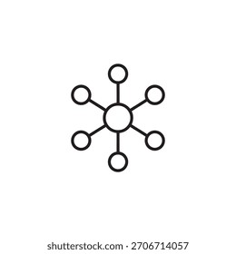 Ícone de hub de rede simples símbolo vetorial preto e branco para conexão de dados de ciência da computação e conceitos de tecnologia
