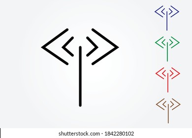 Simple Network Icon With Strait Lines For Home And Business On White Background