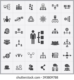 Simple network icons set. Universal network icon to use for web and mobile UI, set of basic network elements