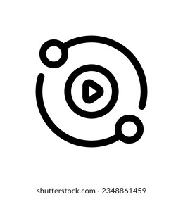 Icono de red simple combinado con el icono Botón de reproducción. El icono puede utilizarse para sitios web, plantillas de impresión, plantillas de presentación, ilustraciones, etc