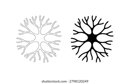 Simple neuron and nerve cell vector illustration