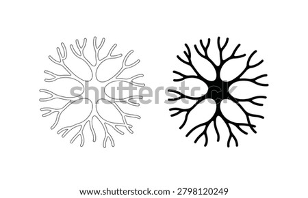 Simple neuron and nerve cell vector illustration