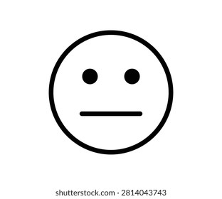 Simple neutral face or expressionless emoji outline icon