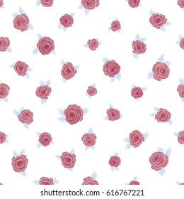 Simple neutral and red vector roses seamless pattern.