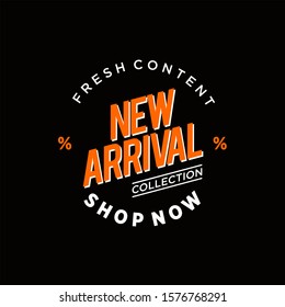 simple new arrival text lettering sticker vector for shop label design template