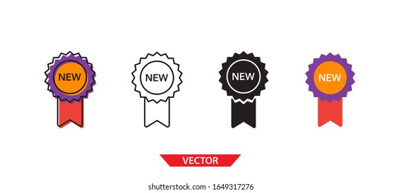 Icono nuevo simple sobre fondo blanco 4 tipos como contorno, negro, color, contorno y color. Ilustración vectorial.