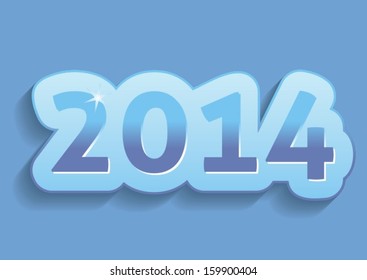 Simple New Year 2014 card in blue color