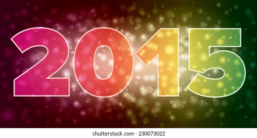 Simple New Year 2015 illustration. Colorful happy new year card.