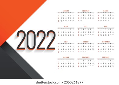 einfaches neues Jahr-2022-Kalenderdesign-Vorlage