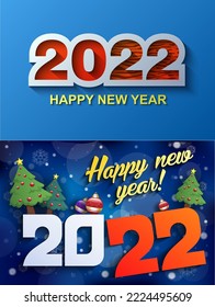 Simple New Year card dedicated to 2022, To the year of the tiger, Jubilee or birthday logotype. Vector modern minimalist Happy new year  card for 2022 Year. Multi colored illustration. Vector 