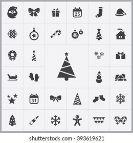 Simple new year icons set. Universal new year icons to use for web and mobile UI, set of basic new year elements