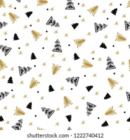 simple new year winter christmas tree hand drawn